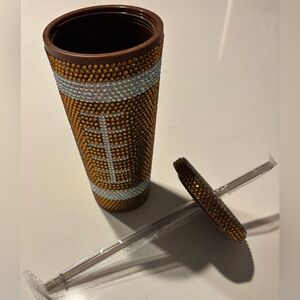 NWT Rhinestone Football Tumbler Straw for NFL Fans and Football Moms 6 Available